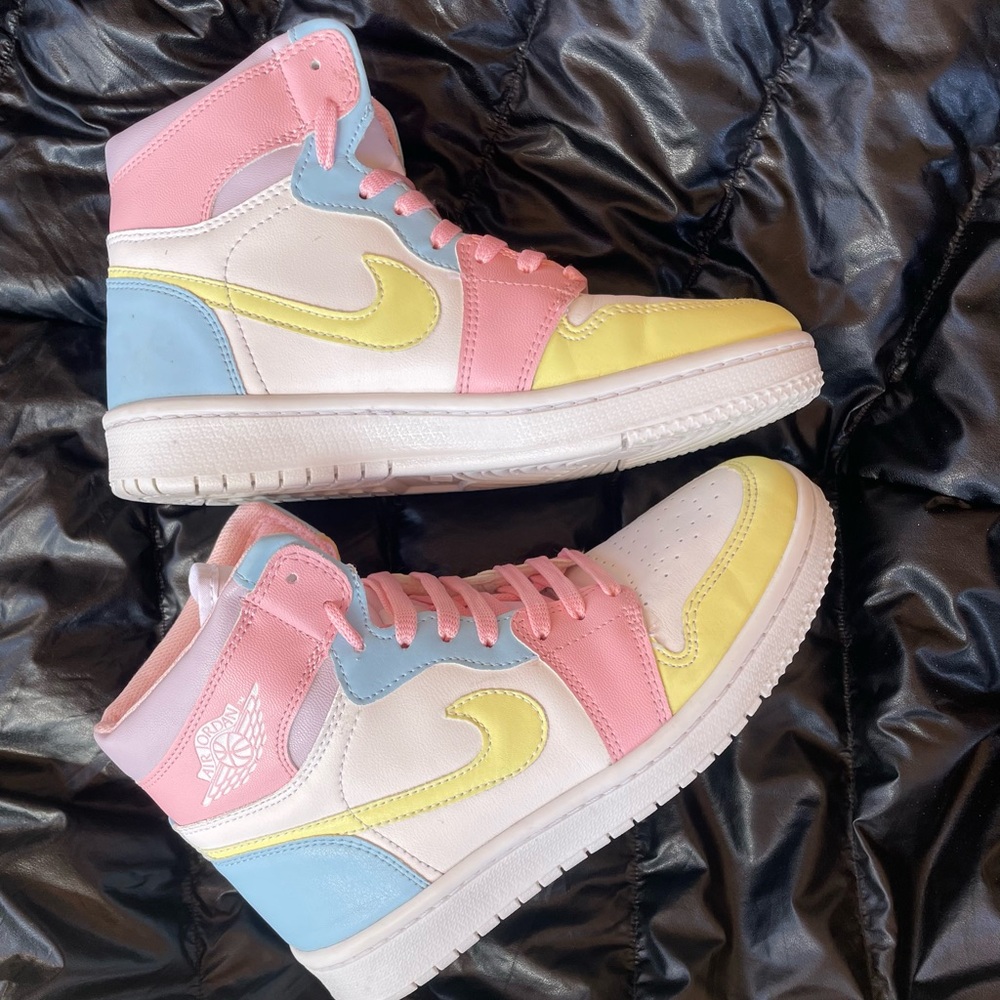 Custom Air Jordan 1 Pink Blue Yellow